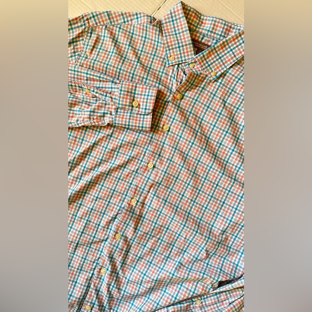 Peter Millar Shirt Mens Large‎ Long Sleeve Button Up Lightweight Summer Comfort